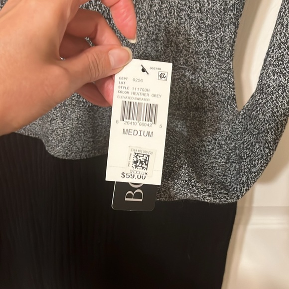 BCX Womens Gray & Black Ribbed Long Sleeve Above The Knee Sweater Dress S\M. NWT - Picture 4 of 12